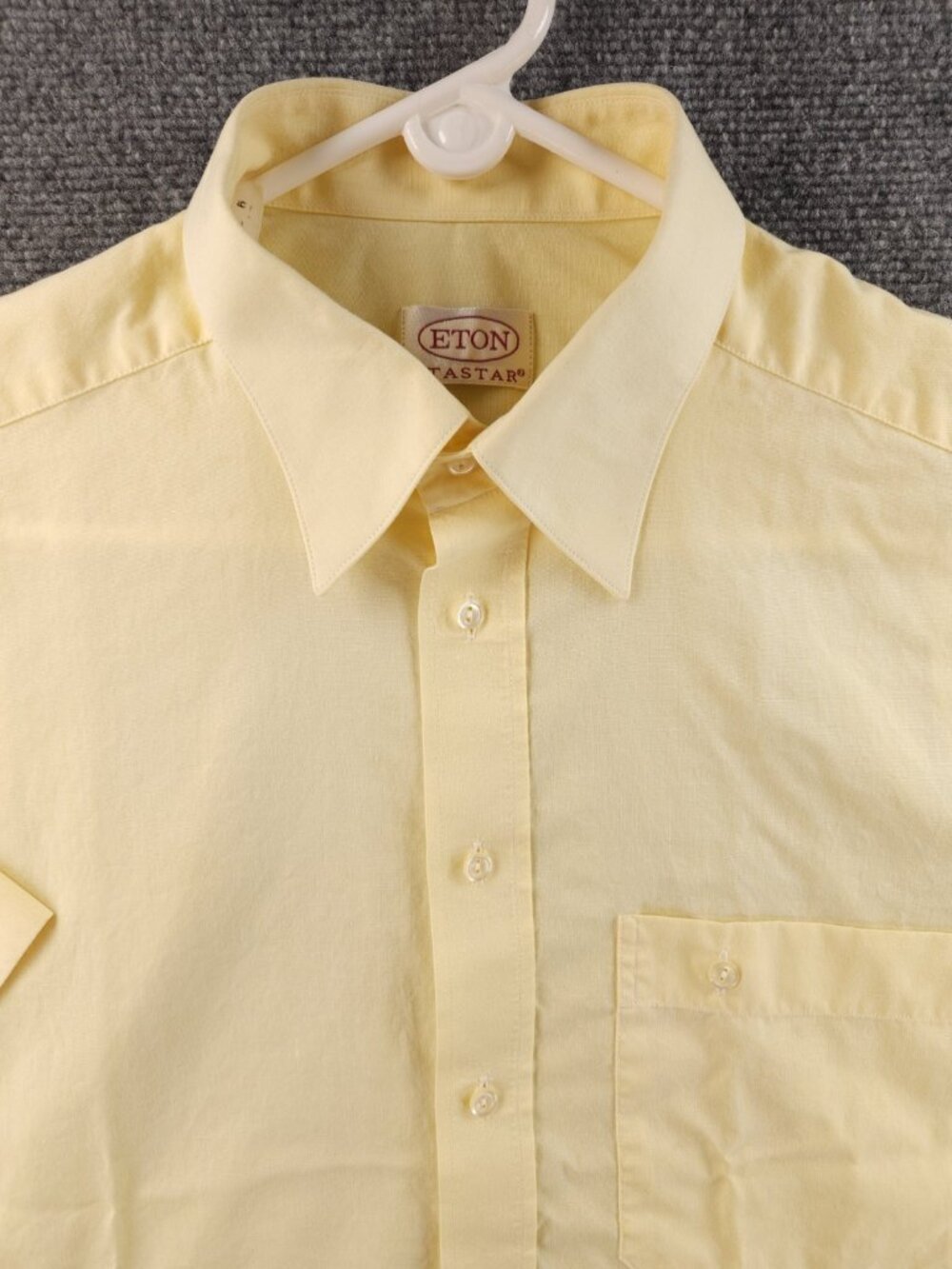 Eton Short Sleeve 16.5 Point Yellow Shirt Mens Pocket Button Up Solid Business